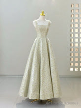 Vintage A line Straps Sequin Satin Long Evening Dress Prom Dresses